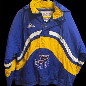 Vintage NHL St Louis Blues Apex One Puffer Jacket Large Half Zip Hooded